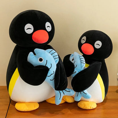 Penguin Plush Toy with Blue Fish