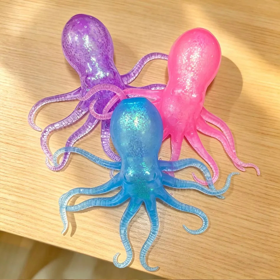 Glitter Octopus Squishy Stress Relief Toy