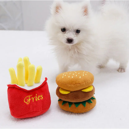 Burger &amp; Fries Plush Dog Toy