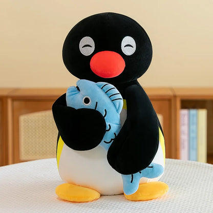 Penguin Plush Toy with Blue Fish