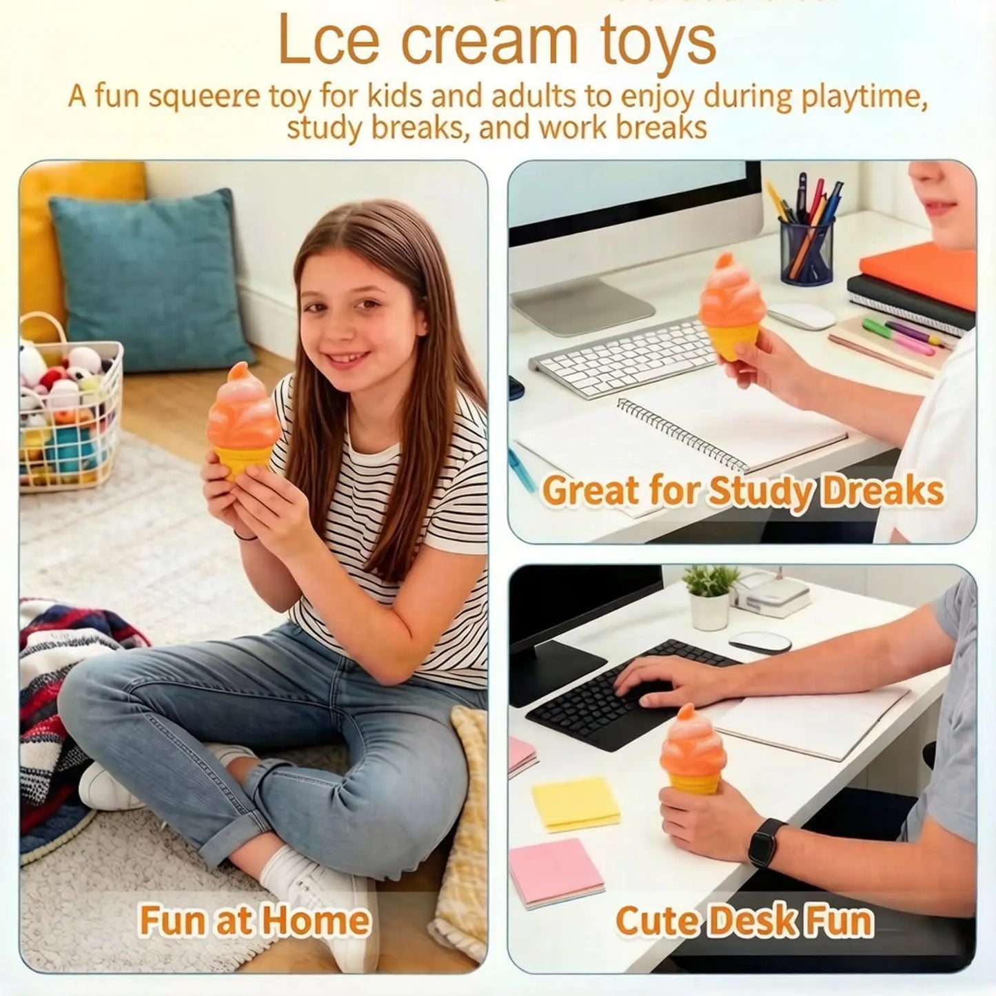Ice Cream Cone Squishy Toy