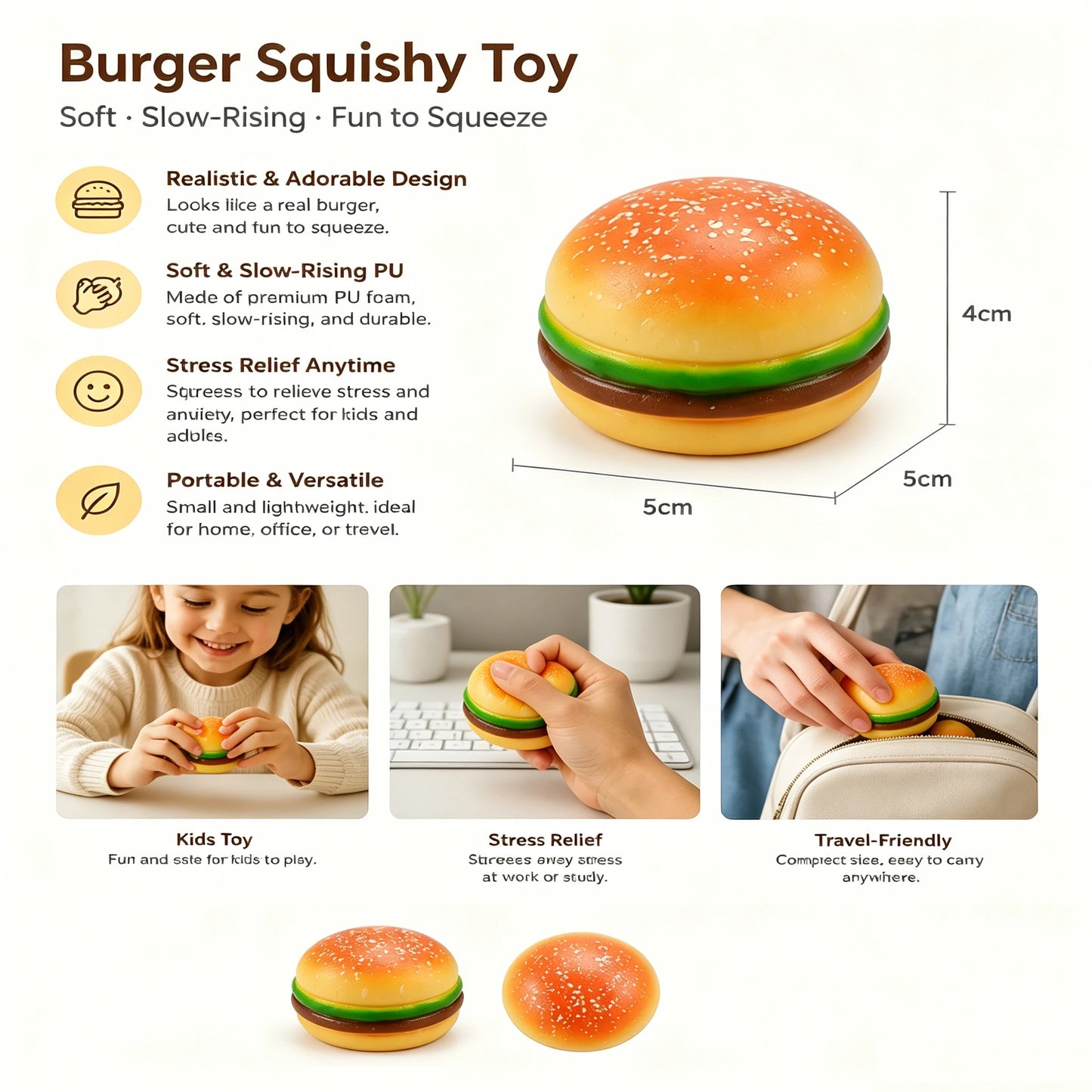 Hamburger Squishy Stress Toy
