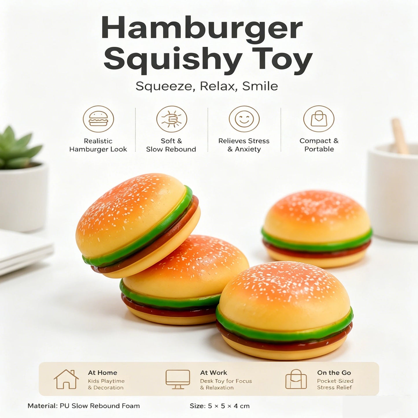 Hamburger Squishy Stress Toy