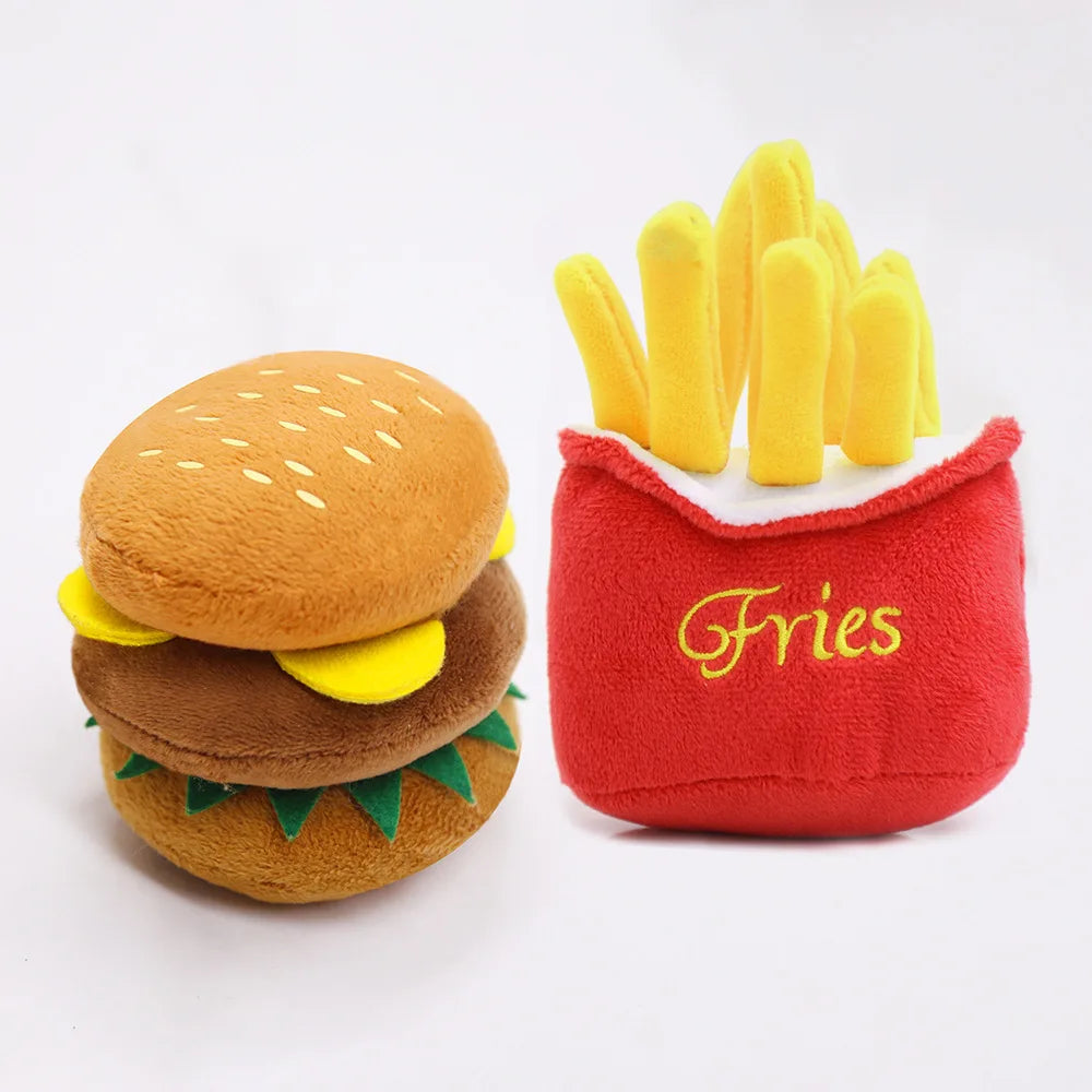 Burger &amp; Fries Plush Dog Toy