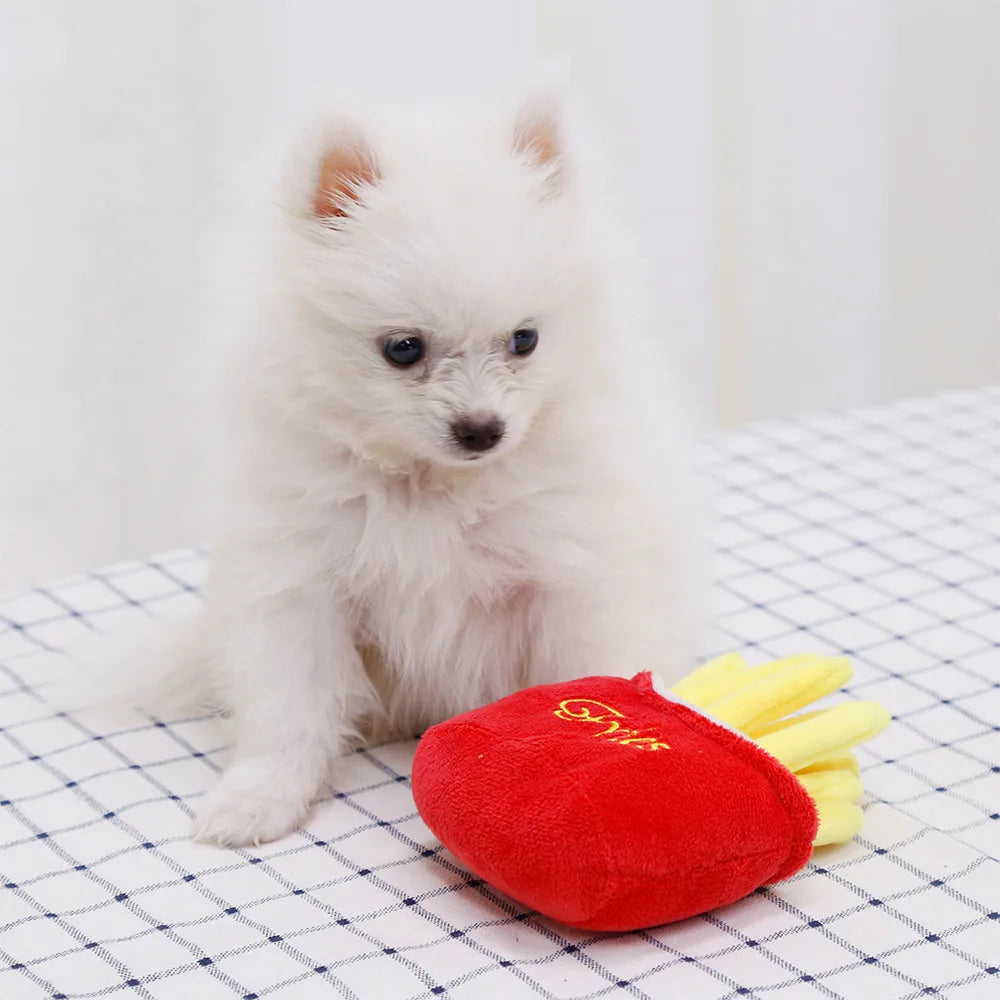 Burger &amp; Fries Plush Dog Toy