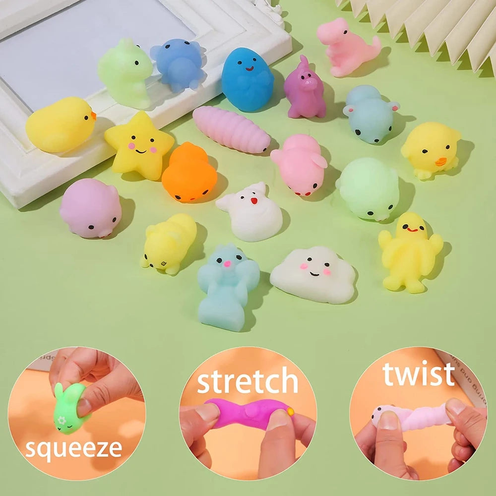 20-Piece Mini Animal Mochi Squishy Toy Set